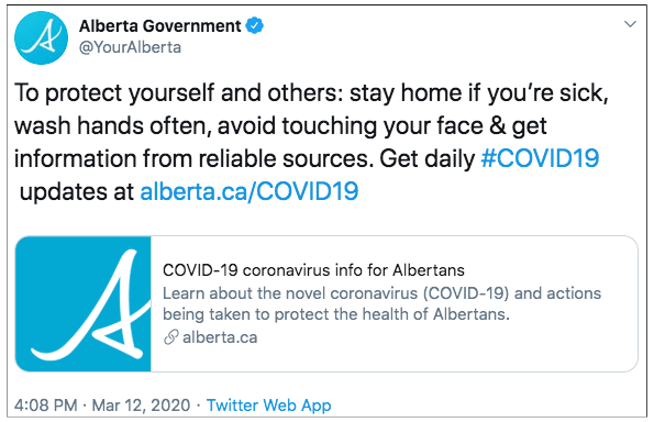 Alberta Government Twitter Update